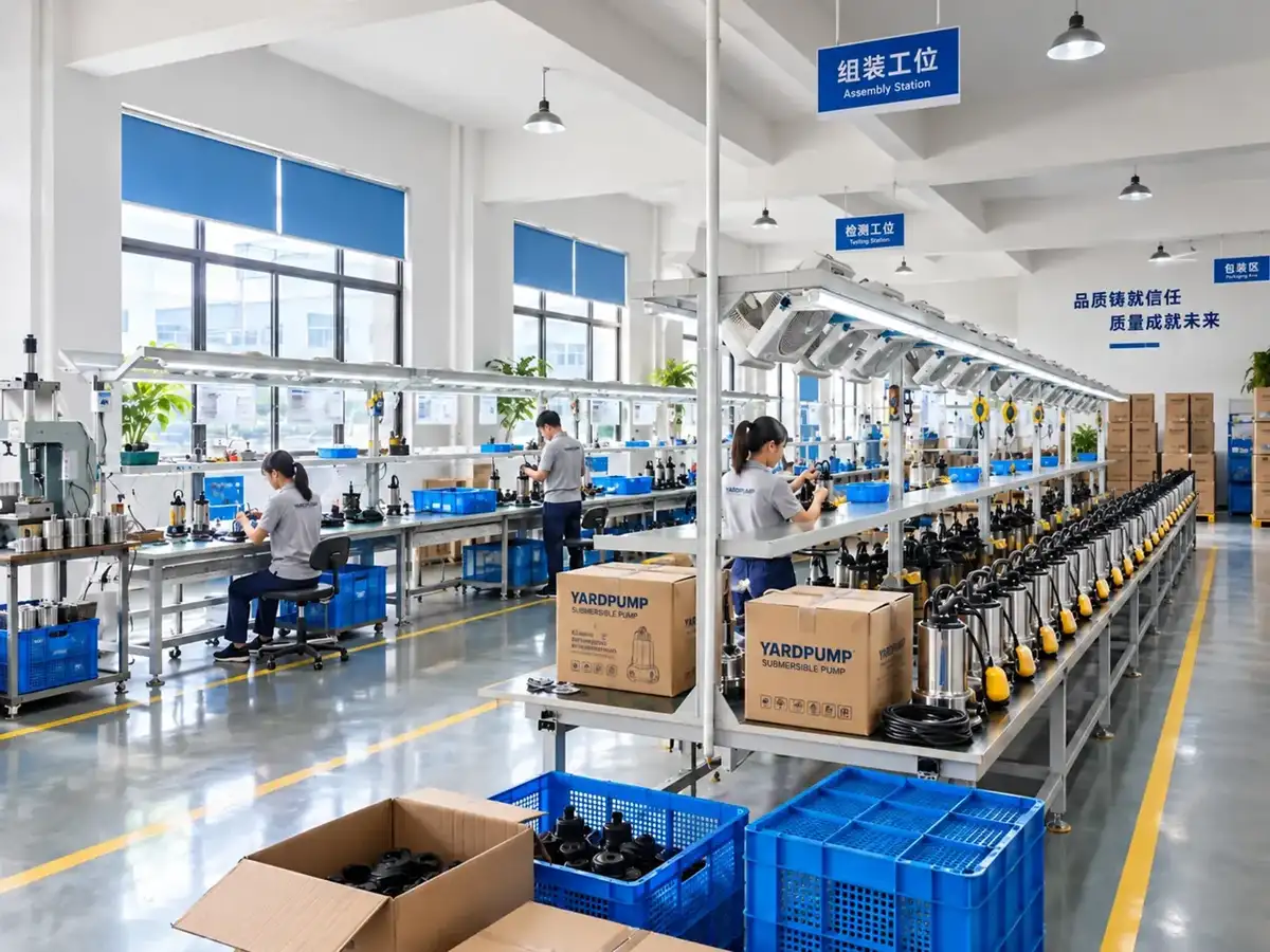 Pump assembly workshop at Ningbo Lisheng Pump